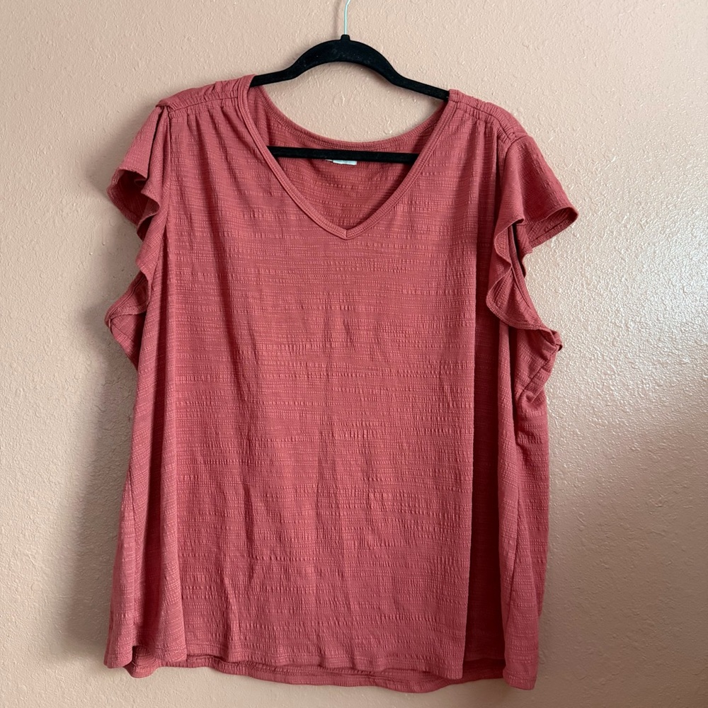 Maurices Coral V-Neck Flutter Sleeve Blouse
